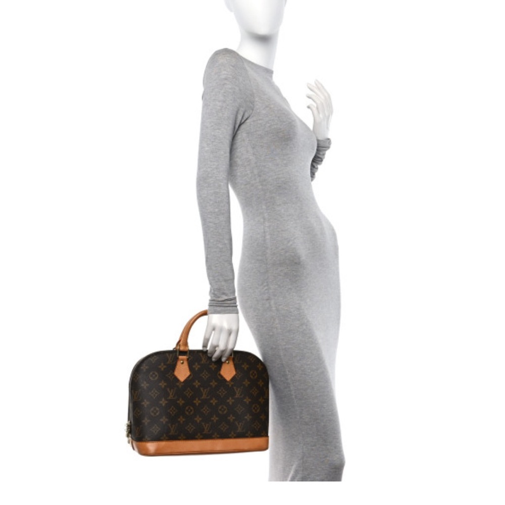 Louis Vuitton Brown Monogram Canvas Satchel with Tan Leather Trim
